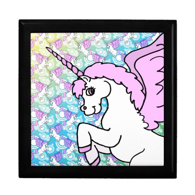 Pink and White Unicorn Graphic Jewelry Box (Front)