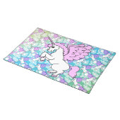 Pink and White Unicorn Graphic Placemat (On Table)