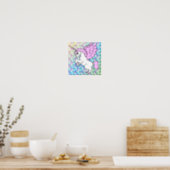 Pink and White Unicorn Graphic Poster (Kitchen)