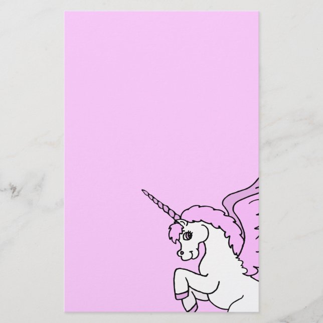 Pink and White Unicorn Graphic Stationery (Front)