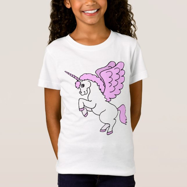Pink and White Unicorn Graphic T-Shirt (Front)
