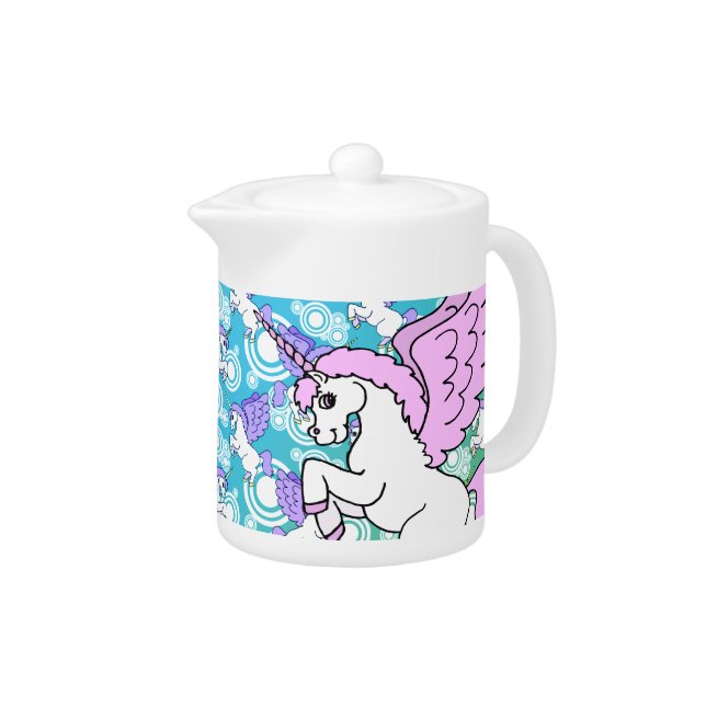 Pink and White Unicorn Graphic Teapot (Right)