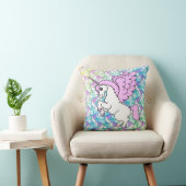 Pink and White Unicorn Graphic Throw Pillow (Chair)