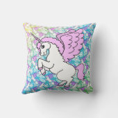 Pink and White Unicorn Graphic Throw Pillow (Back)