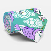 Pink and White Unicorn Pattern Design Tie (Rolled)