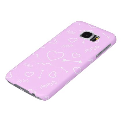 Pink and White Valentines Love Heart and Arrow Samsung Galaxy S6 Case