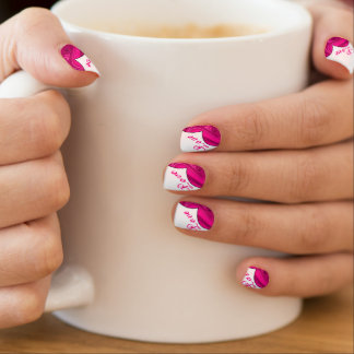 Pink and White Valentines Minx Nails Nail Art
