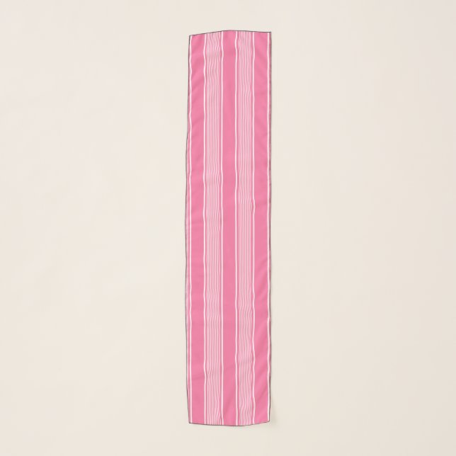 Pink and White Vertical Striped Scarf (Front)