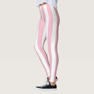 Pink and White vertical stripes Leggings