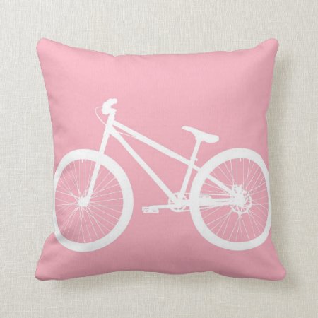Pink And White Vintage Bicycle Pillow
