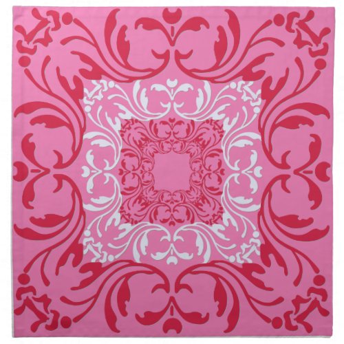 Pink and White Vintage Damask Pattern Napkin