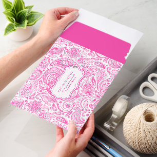Pink and White Vintage Floral Paisley Pattern Envelope Mailers