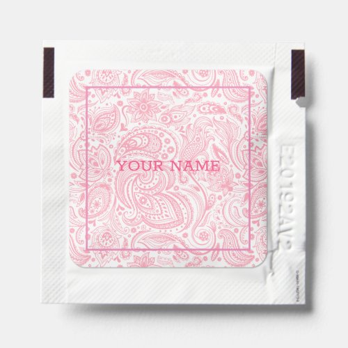 Pink and white vintage floral paisley pattern hand sanitizer packet