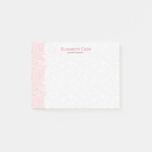 Pink And White Vintage Paisley Lace Post_it Notes