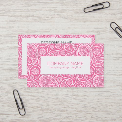 Pink and white vintage paisley pattern business card