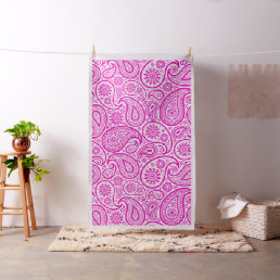 Pink and white vintage paisley pattern fabric