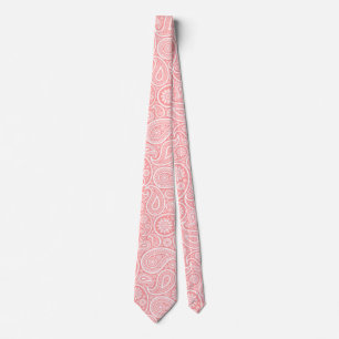 Pink and white vintage paisley pattern neck tie