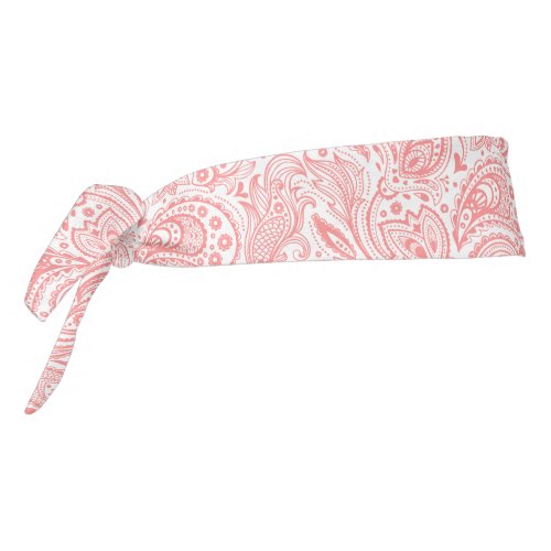 Pink and White Vintage Paisley Pattern Tie Headband