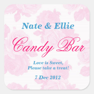 Pink and White Vintage rose Candy Bar Sticker