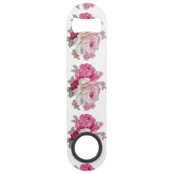 Pink And White Vintage Roses Speed Bottle Opener by KraftyKays at Zazzle