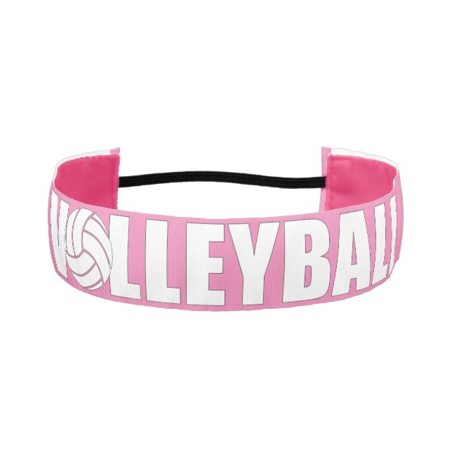 Pink and White Volleyball Headband (Front)