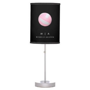 Pink and white Volleyball Monogram Custom Table Lamp