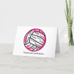 Pink and White Volleyball Thank You Coach Card