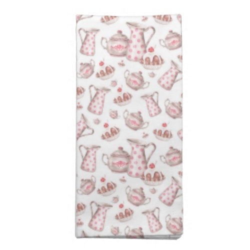 Pink and White Watercolor Bakery Desserts Cloth Napkin