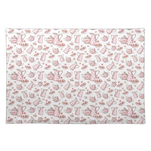Pink and White Watercolor Bakery Desserts Cloth Placemat