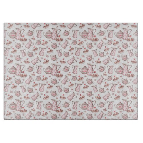 Pink and White Watercolor Bakery Desserts Cutting Board