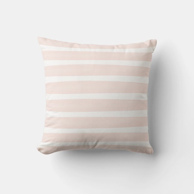Pink and White Watercolor Stripes Polyester Throw Pillow (Front)
