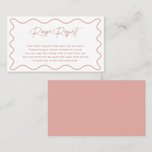 Pink and White Wavy Border Recipe Request Card (Front/Back)