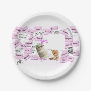 Pink and White Wedding Anniversary Paper Plates