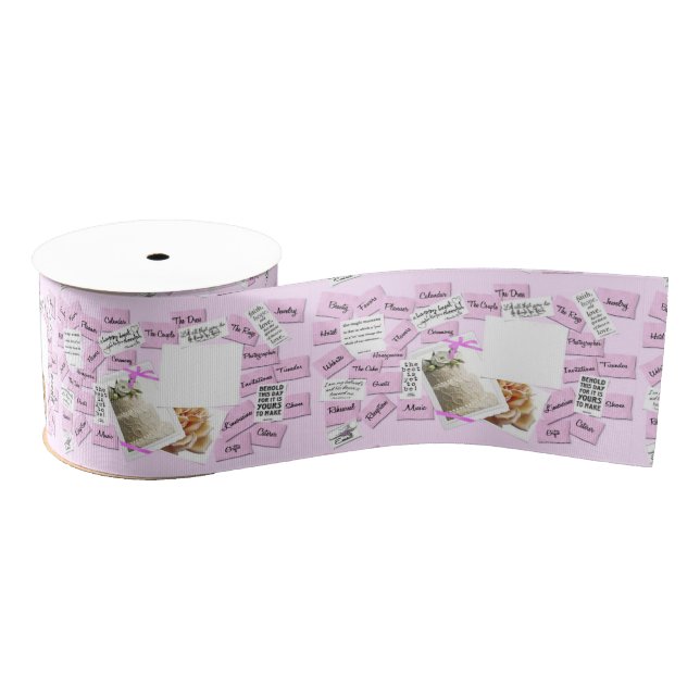 Pink and White Wedding Anniversary Ribbon (Spool)