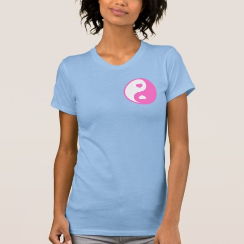 Pink and white Ying yang with hearts T_Shirt