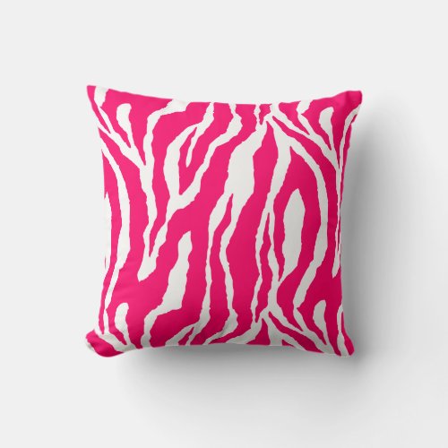 Pink and White Zebra Design Pillow