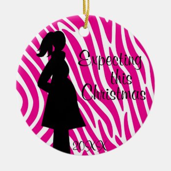 Pink And White Zebra Pregnancy Ornament by BellaMommyDesigns at Zazzle