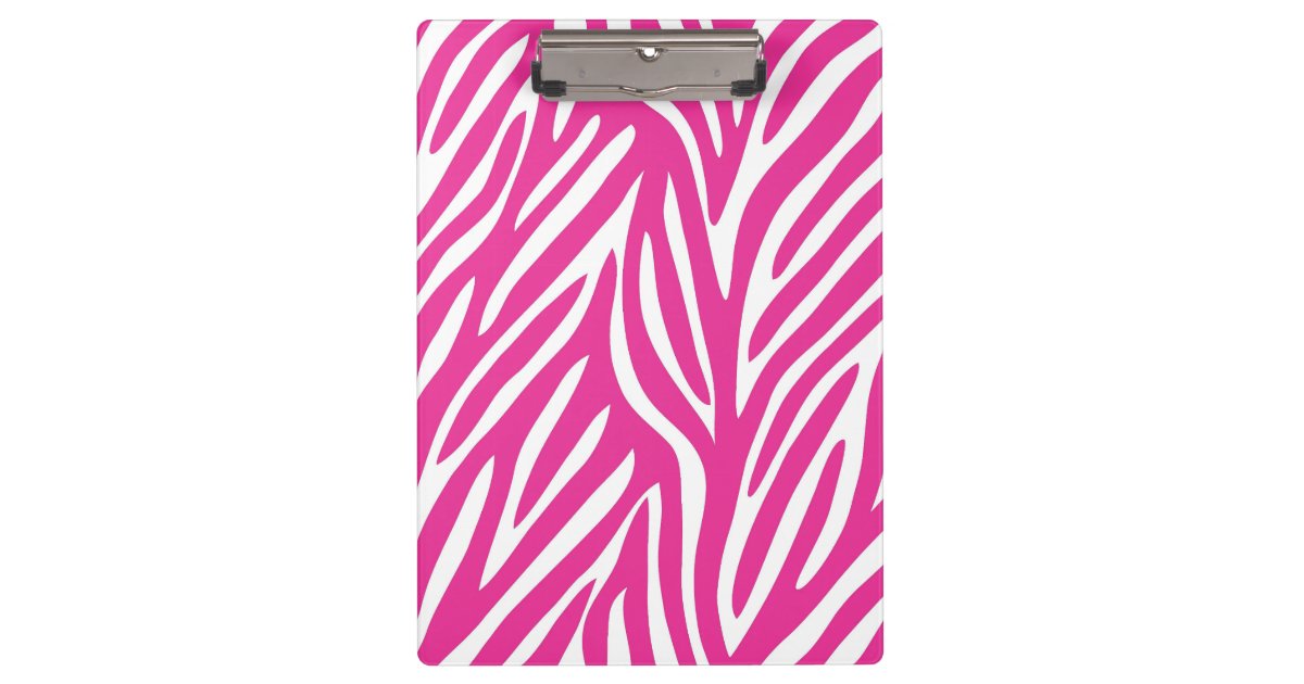 Pink and White Zebra Stripe Pattern Clipboard Zazzle