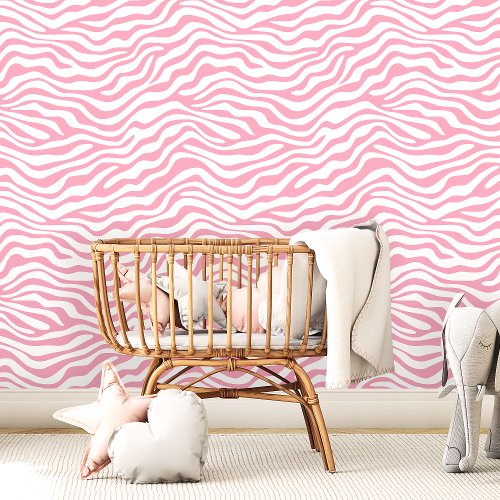 Pink and White Zebra Stripe Wallpaper