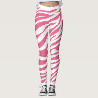 Pink And White Zebra Stripes Leggings