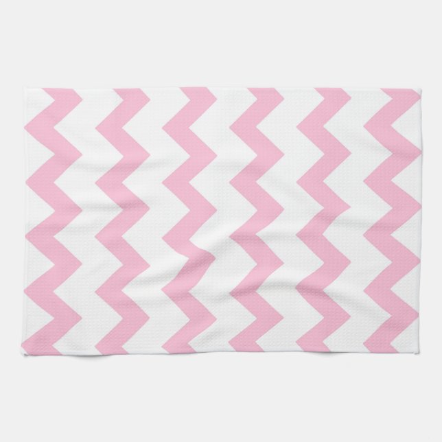 Pink and white zigzag chevron design towel (Horizontal)