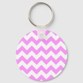 Pink and White Zigzag Keychain