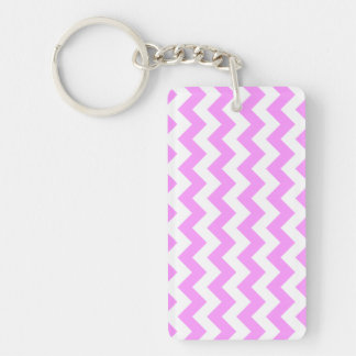 Pink and White Zigzag Keychain