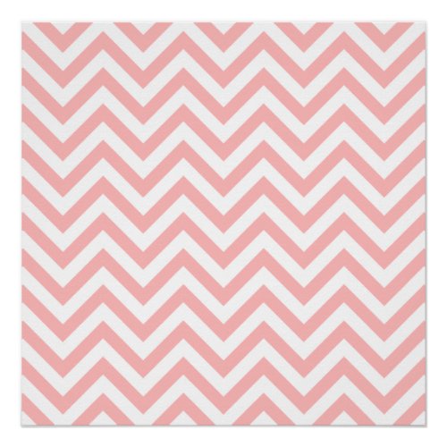 Pink and White Zigzag Stripes Chevron Pattern Poster