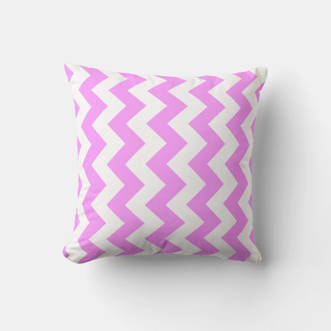 Pink and White Zigzag Throw Pillow (Front)