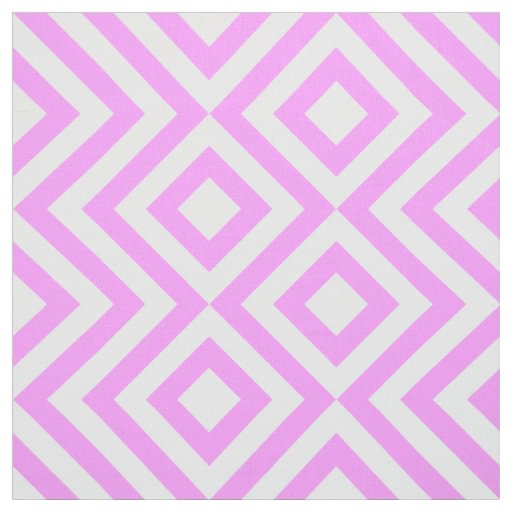 Pink and White Zigzags and Diamonds Geometric Fabric