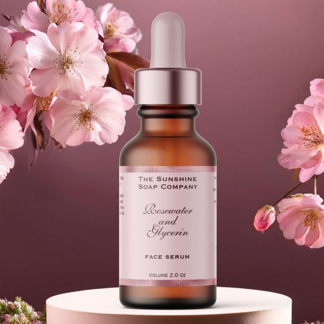 Pink and Woven Pink Foil Cosmetics Dropper Bottle Label (Creator Uploaded)