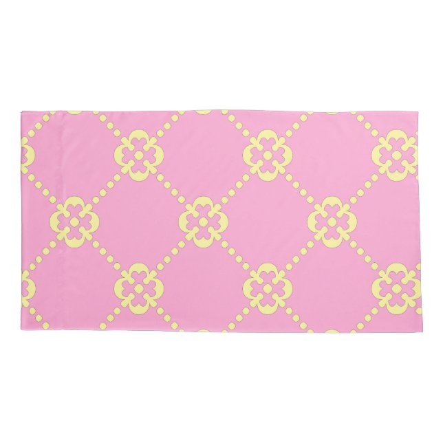 Pink and yellow abstract pattern pillow case (Back)