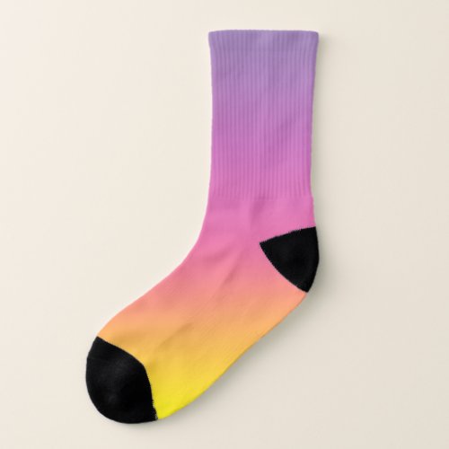 pink and yellow all over print socks