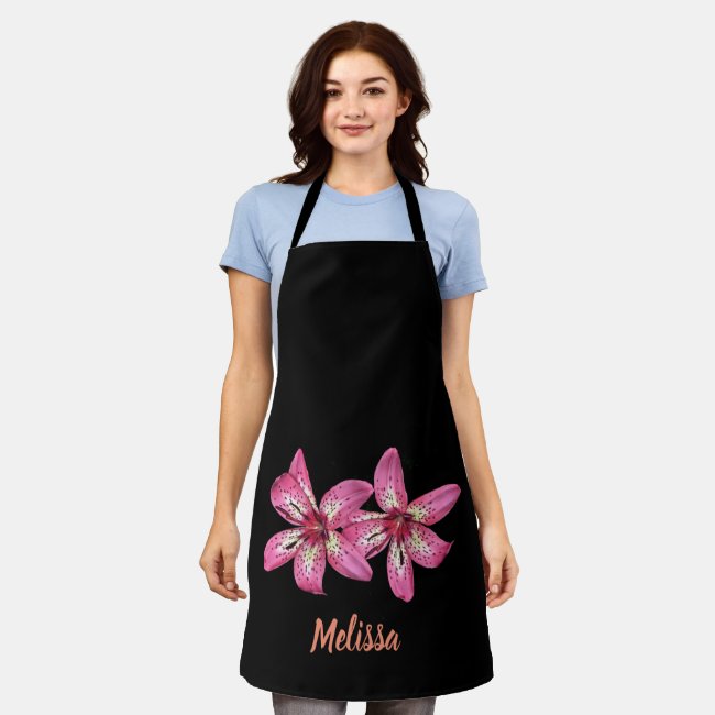 Pink and Yellow Asiatic Lilies Apron